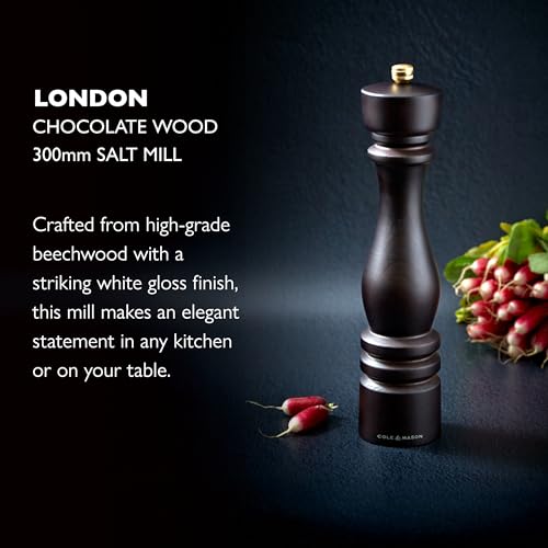 COLE & MASON Cole Mason London Refillable Spice Mill Kitchen Home Accessory Table Salt Grinder Salt Mill with Ceramic Mechanism 11 Chocolate Wood - Image 3