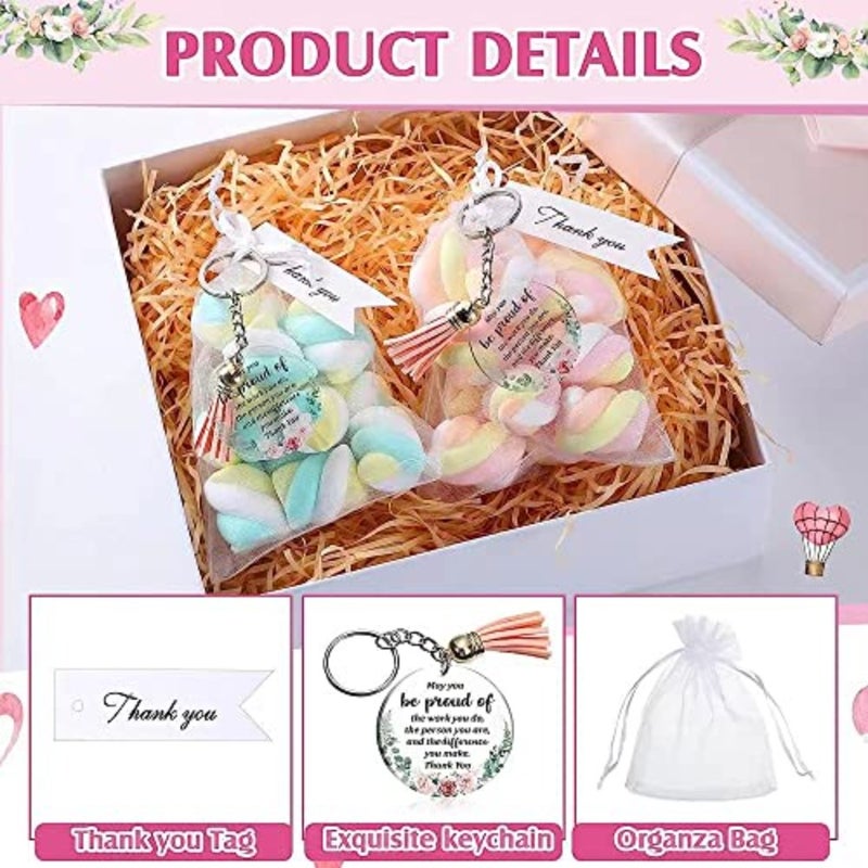 48Pcs Appreciation Acrylic Keychain, Floral Circle Keychain With Tassels Organza Bags And Thank You Cards Keychains Gift For Employee Teacher Mother Birthday Graduation - Image 4