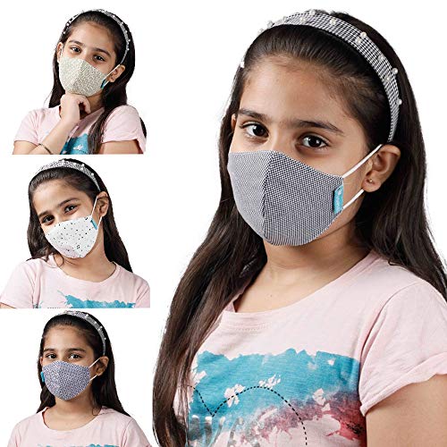MAPLE Kid Mask Reusable And Washable 3 Layer Printed Face Mask For Kids Boys girls Unisex Anti Pollution Assorted Free Size (4, Kids Age 7-12 Years) - Image 1