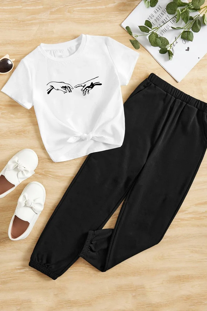 ONLYTRENDWEAR Kids Michelangelo Bottom - Top Tracksuit Set 3-4 Years Old White