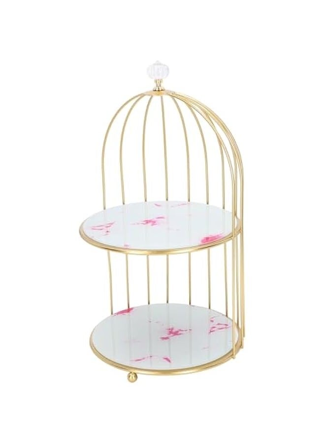 TRASSLE Double Layer Bird Cage Storage Rack, Metal Glass Cosmetics Organizer for Bathroom Countertop Vanity Tray Organize Skincare Products - Image 1