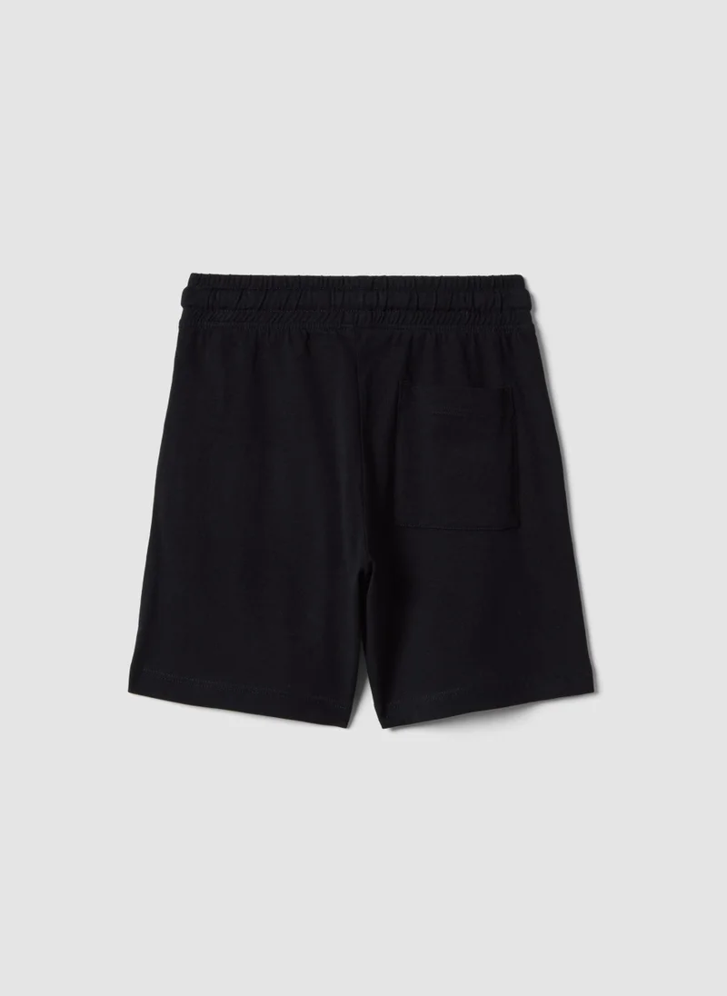 او في اس OVS Boysâ€™ Black 100% Cotton Regular-Fit Shorts