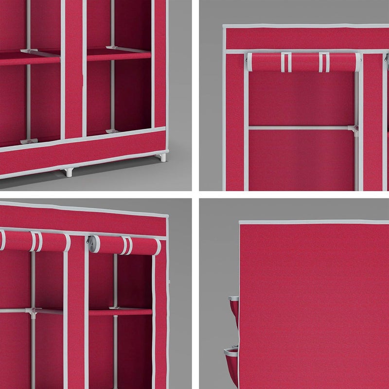 HRM Home 2 Door 6 Shelf PP Collapsible Wardrobe in Pink - Image 5