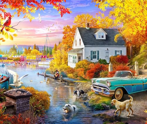 Springboks Lakeside Fall Retreat 1000 Piece Puzzle for Adults Takes You On a Wonderful Lakeside Escape - Image 1