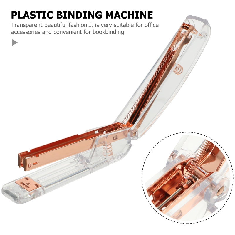 Rose Gold Portable Plastic Stapler Binding Machine For School Office Paper - Image 5