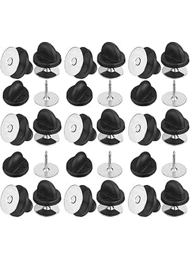 1 Box Multi Function Flat Round Pin Backs With Firm Grip PVC Rubber Caps For Brooch Tie Hat Badges DIY Jewelry Making Accessory Daily Use - Image 1