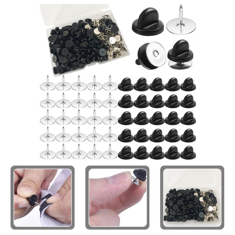 1 Box Multi Function Flat Round Pin Backs With Firm Grip PVC Rubber Caps For Brooch Tie Hat Badges DIY Jewelry Making Accessory Daily Use - Image 5