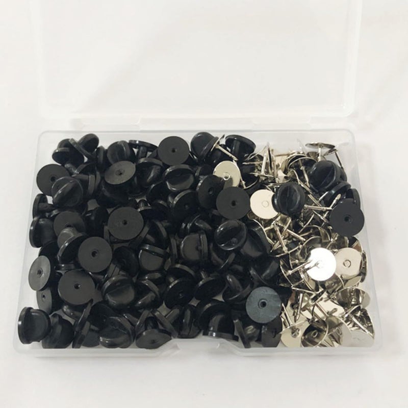 1 Box Multi Function Flat Round Pin Backs With Firm Grip PVC Rubber Caps For Brooch Tie Hat Badges DIY Jewelry Making Accessory Daily Use - Image 3