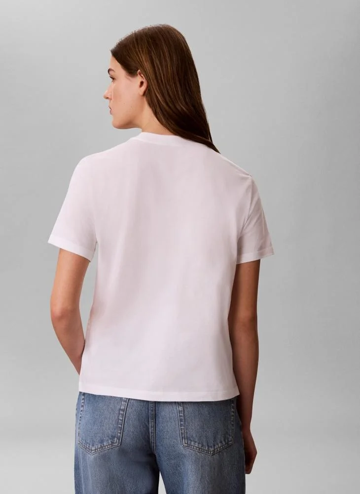 Calvin Klein Jeans  Two-Tone Logo Crew Neck T-Shirt for Women | Best Price UAE