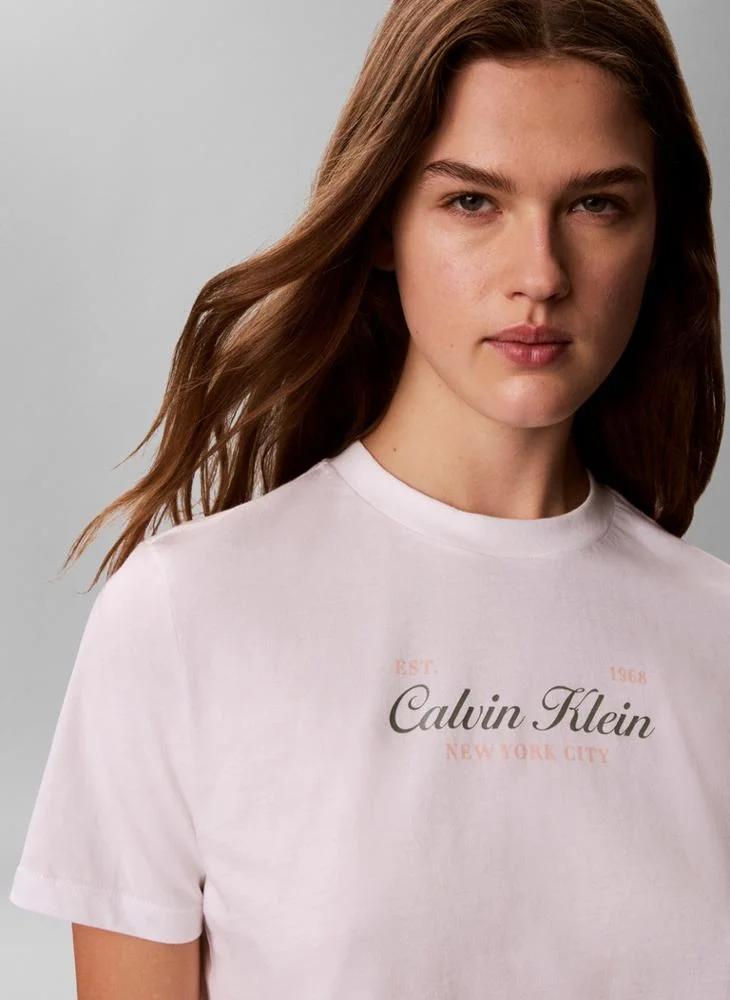 Calvin Klein Jeans  Two-Tone Logo Crew Neck T-Shirt for Women | Best Price UAE