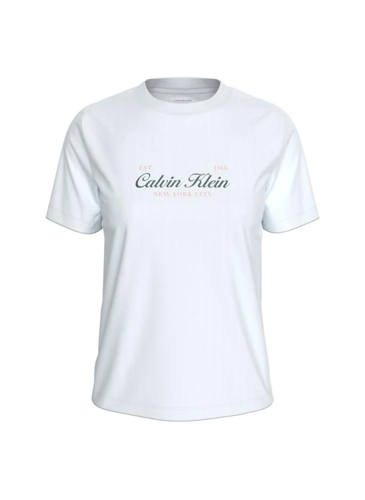 Calvin Klein Jeans  Two-Tone Logo Crew Neck T-Shirt for Women | Best Price UAE