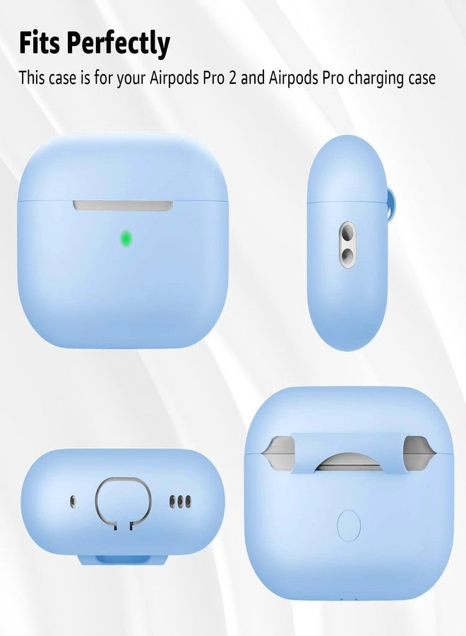 جراب Tandoler متوافق مع AirPods Pro 2، غطاء حماية من السيليكون الناعم مع طقم تنظيف وحبل، متوافق مع AirPods Pro الجيل الثاني، مزود بإضاءة LED أمامية مرئية - لون أزرق جينز - Image 5