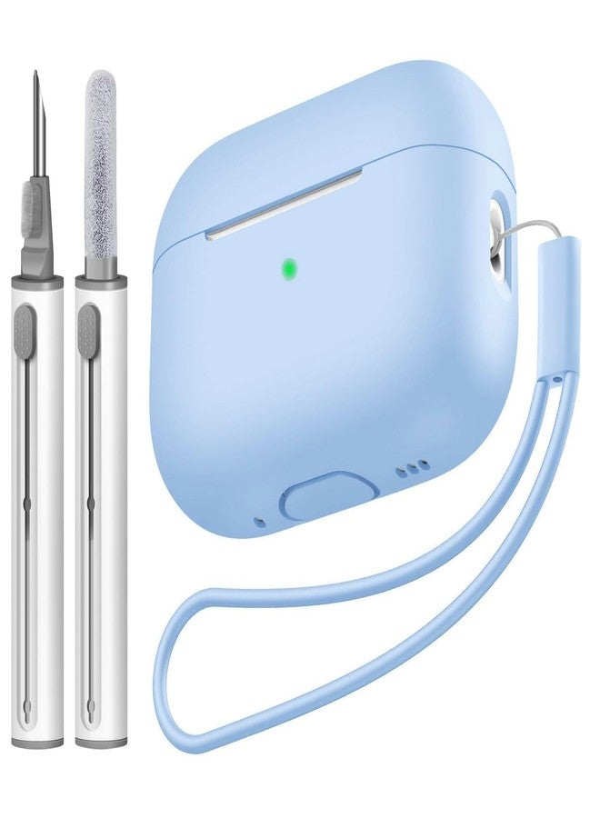 جراب Tandoler متوافق مع AirPods Pro 2، غطاء حماية من السيليكون الناعم مع طقم تنظيف وحبل، متوافق مع AirPods Pro الجيل الثاني، مزود بإضاءة LED أمامية مرئية - لون أزرق جينز - Image 1
