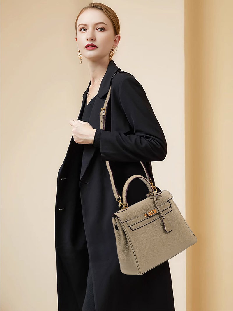 Genuine Leather Kelly Bag – Handmade Top Layer Cowhide Crossbody Handbag for Women - Image 4