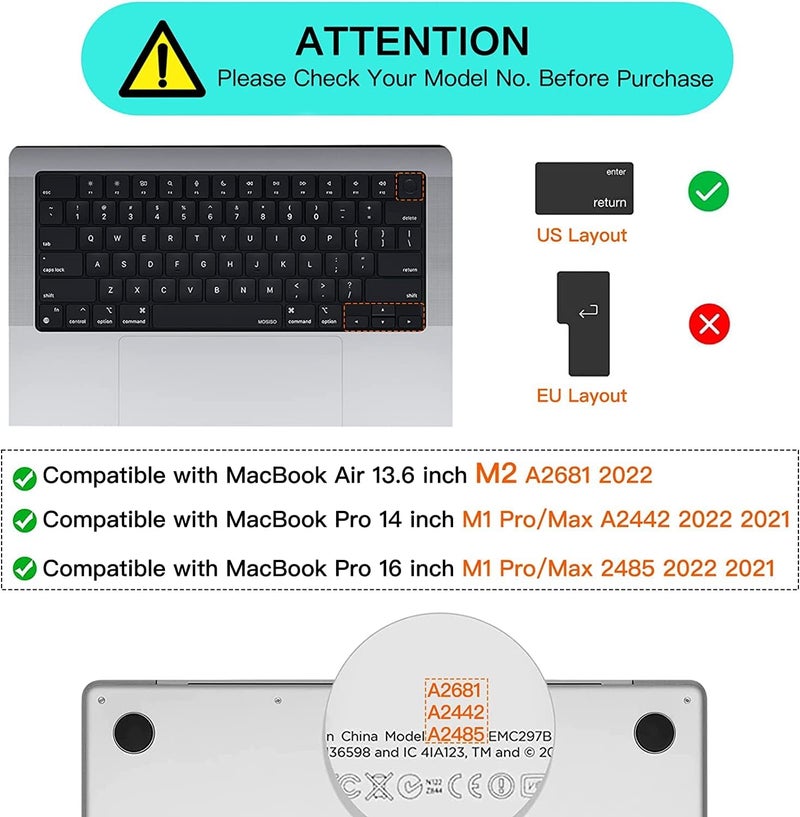 Raya Premium Keyboard Cover for 2021-2025 Release MacBook Air 13.6 inch [A3240 A3113 A2681 M2/M3/M4] & MacBook Air 15.3 inch [A3241 A3114 A2941 M2/M3/M4] Keyboard Protector Skin (TPU Clear) - Image 2