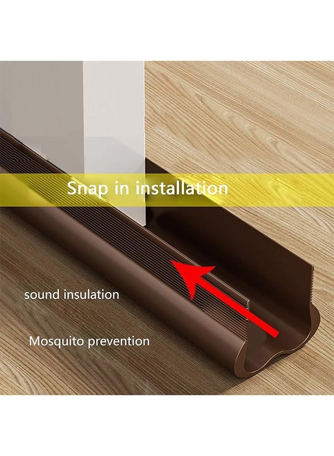 Under Door Draft Stopper 93cm, Weather Stripping Door Seal PVC Sweep Adhesive Cuttable Under-Door Stripping Exterior Interior Seal Noise Dust Stopper, Door Bottom Gap Filler Sealing Strip, Brown - Image 3