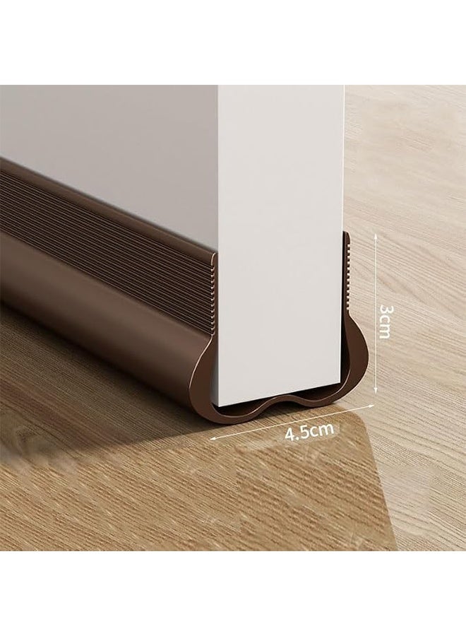 Under Door Draft Stopper 93cm, Weather Stripping Door Seal PVC Sweep Adhesive Cuttable Under-Door Stripping Exterior Interior Seal Noise Dust Stopper, Door Bottom Gap Filler Sealing Strip, Brown - Image 2