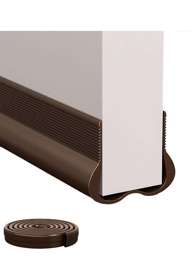 Under Door Draft Stopper 93cm, Weather Stripping Door Seal PVC Sweep Adhesive Cuttable Under-Door Stripping Exterior Interior Seal Noise Dust Stopper, Door Bottom Gap Filler Sealing Strip, Brown - Image 1