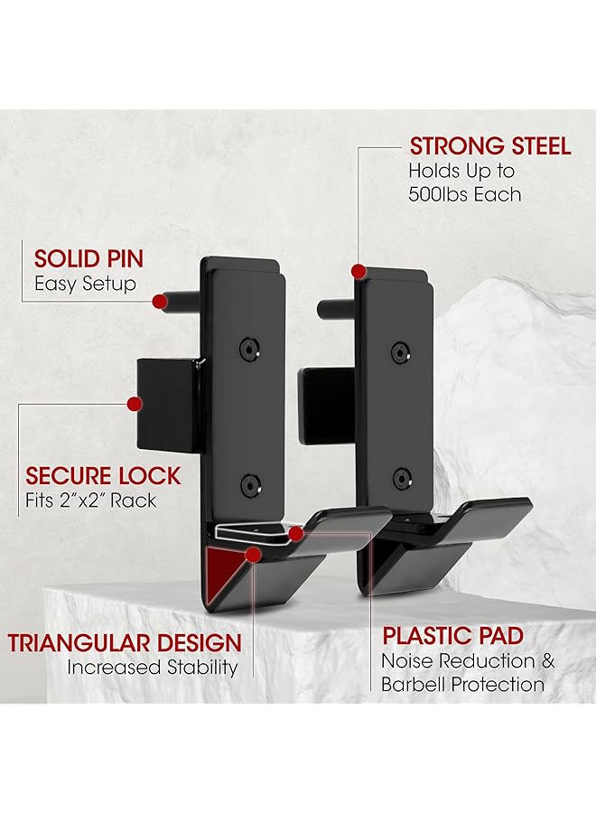 erorex J-Hooks Barbell Holder For Power Rack - J Hook Weight Rack/Fitness Racks J Hook - Fit 2X2 Inch Square Tube (Pair) - Image 3