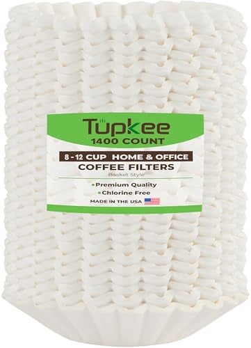 Tupkee Coffee Filters 812 Cups  1400 Count Basket Style White Paper Chlorine Free Coffee Filter Made in the USA