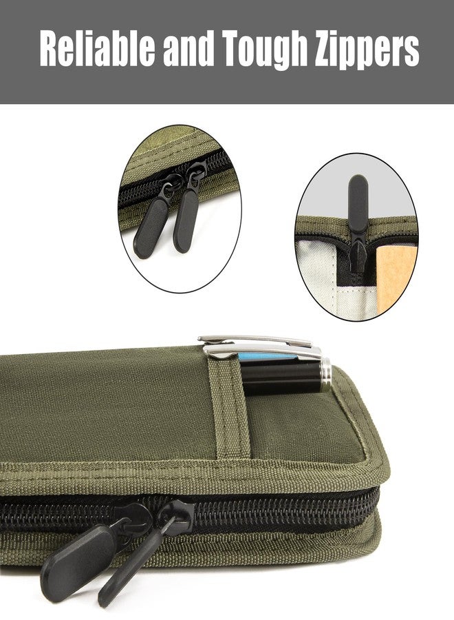 Baizoy Field Notes Notebooks Cover for 3.5 X 5.5 Inch Pocket Notebook Cover With Zipper Pen Holder,Water Resistant Steno Notebook Cover for Journal Notebook Planner, Classy Waxed Canvas EDC Wallet, Olive - Image 5