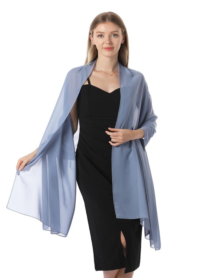 Hotshawl Chiffon Shawls and Wraps for Evening Dresses Women Elegant Soft Scarf Bridal Scarve Wedding Stole(Dusty Blue, One Size), Dusty Blue, One size - Image 4