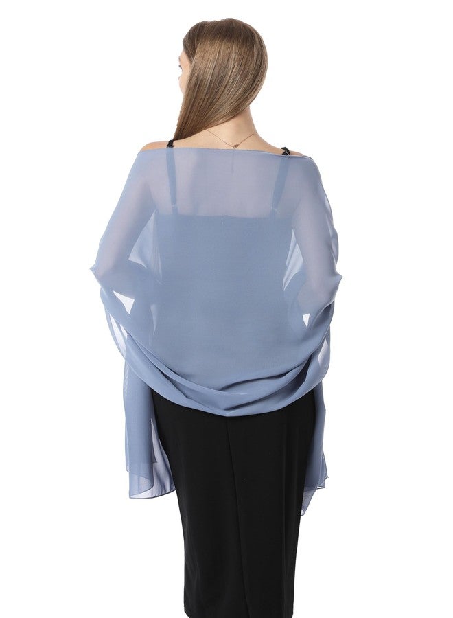 Hotshawl Chiffon Shawls and Wraps for Evening Dresses Women Elegant Soft Scarf Bridal Scarve Wedding Stole(Dusty Blue, One Size), Dusty Blue, One size - Image 1