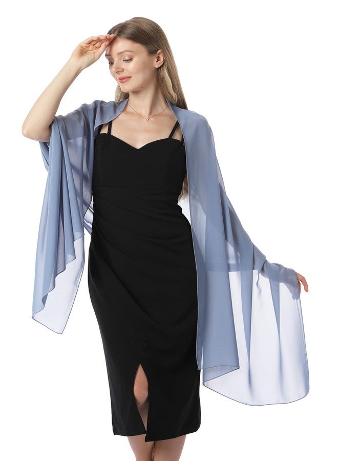 Hotshawl Chiffon Shawls and Wraps for Evening Dresses Women Elegant Soft Scarf Bridal Scarve Wedding Stole(Dusty Blue, One Size), Dusty Blue, One size - Image 3