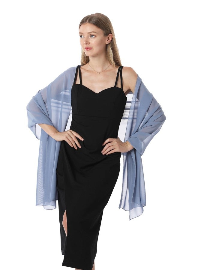 Hotshawl Chiffon Shawls and Wraps for Evening Dresses Women Elegant Soft Scarf Bridal Scarve Wedding Stole(Dusty Blue, One Size), Dusty Blue, One size - Image 2
