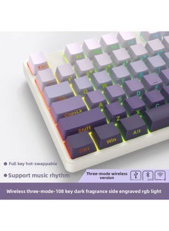 Office 08 Mechanical 1 Three-mode Keyboard Mouse Suit Wireless Bluetooth Walker Front Girl Side Key Computer Game-Colour:Brown Switch (code Office) - [ultimate Edition] Dark Fragrance 108 Keys [rgb] Wireless Bluetooth Three Modes - Supports Music Rhythm, Compatible With Win/mac Dual Series