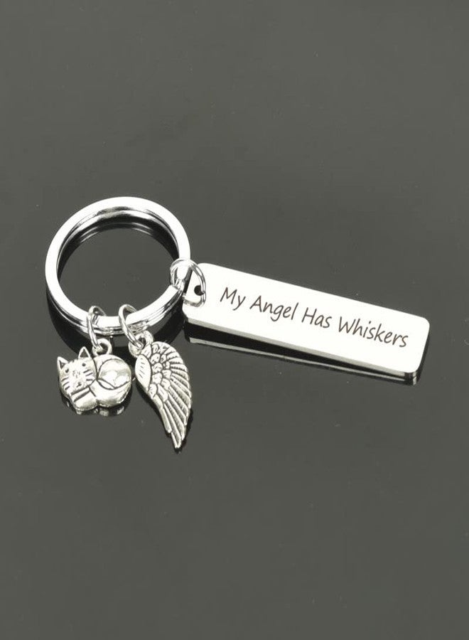 Sisadodo Cat Pet Memorial Gifts Keychain My Angel Has Whiskers Keychain Loss of Pet Sympathy Gift Cat Passing Away Keychains Gift Cats Decorations for Cats Lovers - Image 2