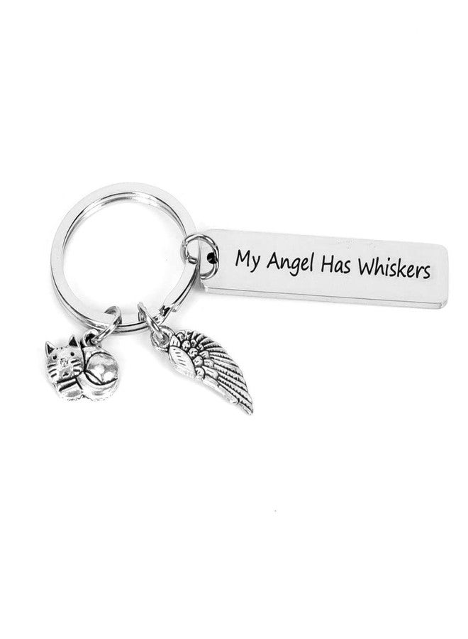 Sisadodo Cat Pet Memorial Gifts Keychain My Angel Has Whiskers Keychain Loss of Pet Sympathy Gift Cat Passing Away Keychains Gift Cats Decorations for Cats Lovers - Image 1