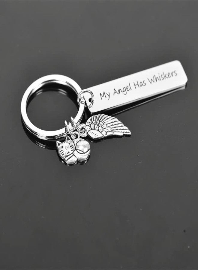 Sisadodo Cat Pet Memorial Gifts Keychain My Angel Has Whiskers Keychain Loss of Pet Sympathy Gift Cat Passing Away Keychains Gift Cats Decorations for Cats Lovers - Image 4