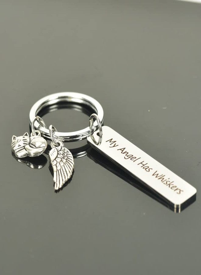 Sisadodo Cat Pet Memorial Gifts Keychain My Angel Has Whiskers Keychain Loss of Pet Sympathy Gift Cat Passing Away Keychains Gift Cats Decorations for Cats Lovers - Image 3