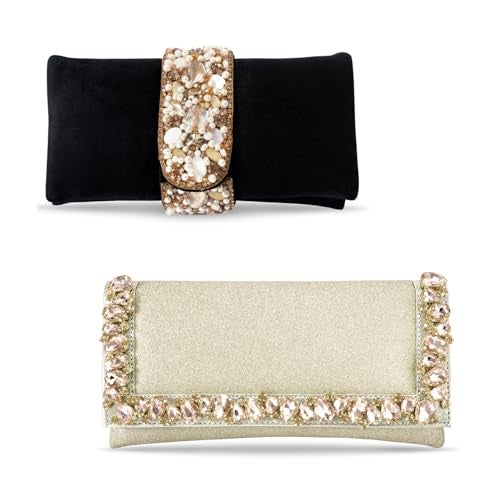 Peora Black & Golden Clutch Combo Handbags Gift for Women - Image 1