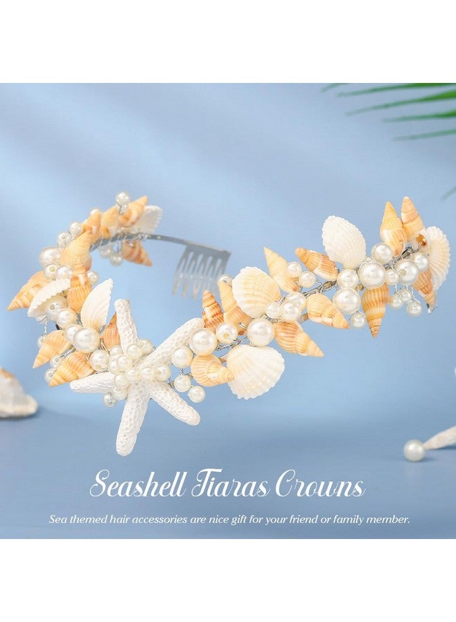 Brishow Starfish Headband Tiaras Silver Seashell Bridal Headpiece Beach Wedding Hair Accessories For Women And Girls - Image 4