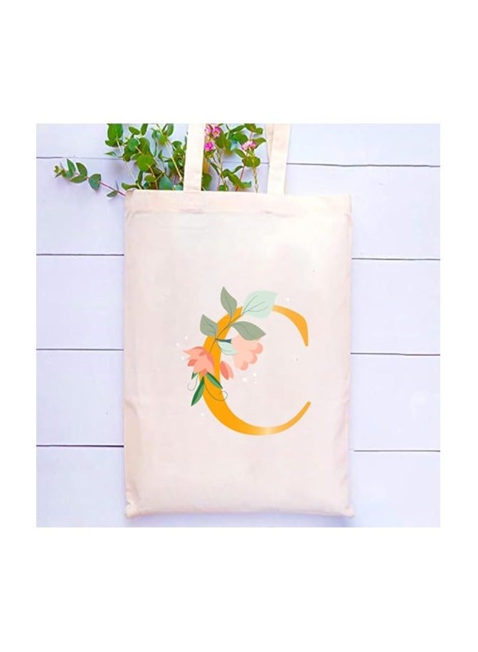 PRINTSHOP4ME Initial Letters Printed Canvas Cotton Tote Bag For Women-Party Gift Idea And Cotton Gift Bag,Reusable Bag - Image 2