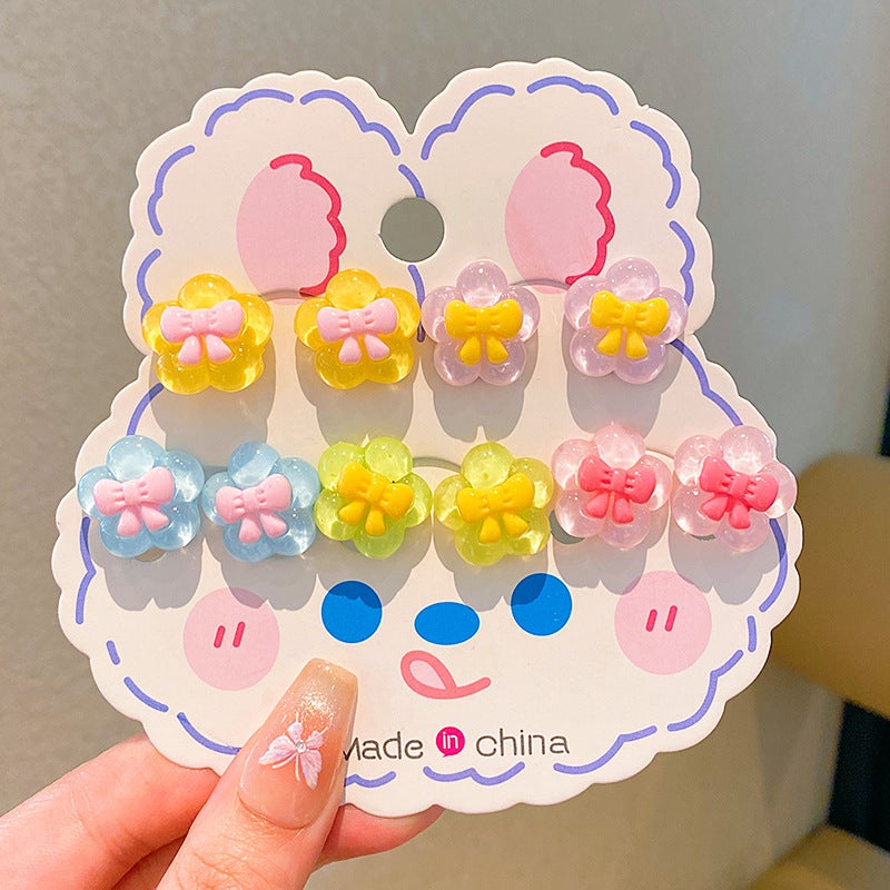 2024 Kids Cartoon Ear Clip Charms 3# flower 10 piece set