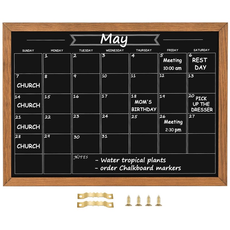 Umtiti Calendar Chalkboard 177 236 Magnetic Surface Rustic Brown Solid Pine Wood Frame Chalk Board for PlanningSchool TimetableMemo Hanging Board for Office School and HomeYLHBQZ4560 - Image 2