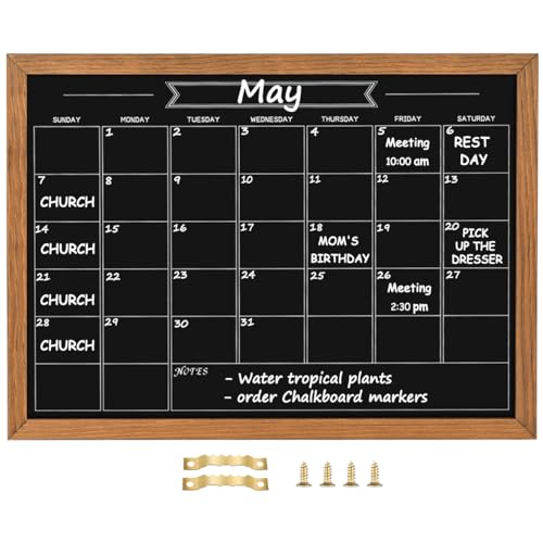 Umtiti Calendar Chalkboard 177 236 Magnetic Surface Rustic Brown Solid Pine Wood Frame Chalk Board for PlanningSchool TimetableMemo Hanging Board for Office School and HomeYLHBQZ4560 - Image 1