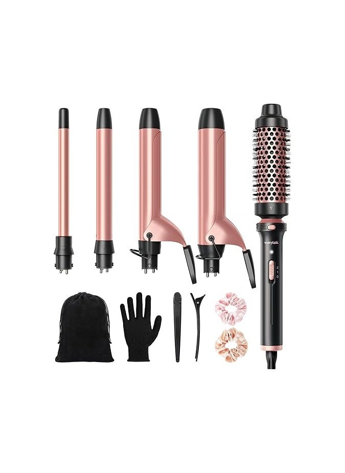 wavytalk - Wavytalk 5 in 1 Curling Iron Set with Curling Brush and 4 Interchangeable Ceramic Curling Wand (0.35"-1.25”), Instant Heat Up, Dual Voltage Hair Curler - Image 1