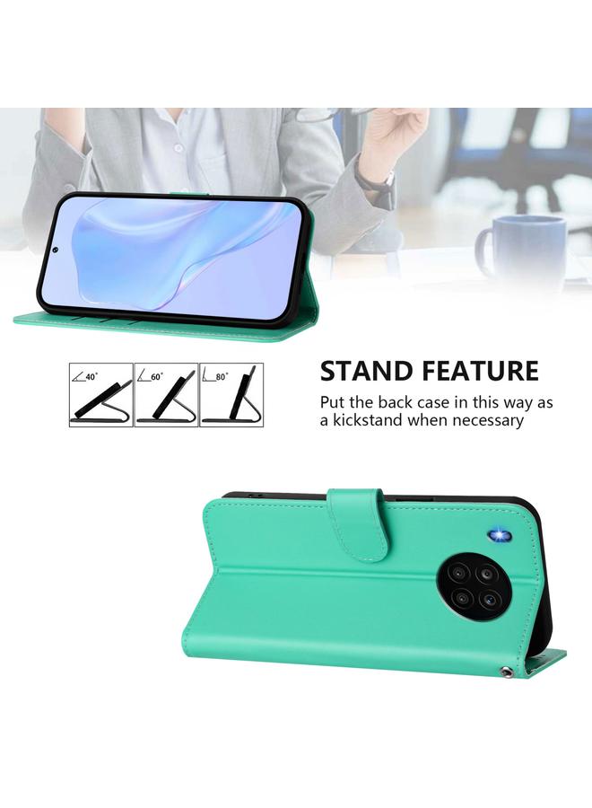 اس-توب جراب لهاتف Honor 50 Lite / Huawei nova 8i مصنوع من الجلد بلون سادة مع حبل - Image 3