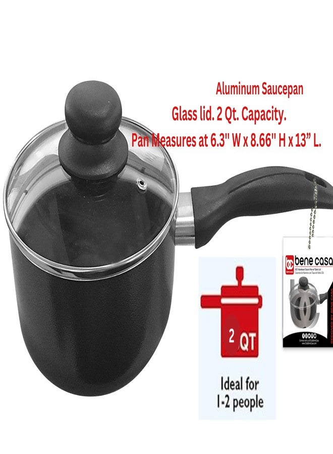 BC Bene Casa - Non-Stick Aluminum Saucepan with Lid - 2 Qt. Capacity - Oven and Dishwasher Safe - Cool Touch Handle - Image 3