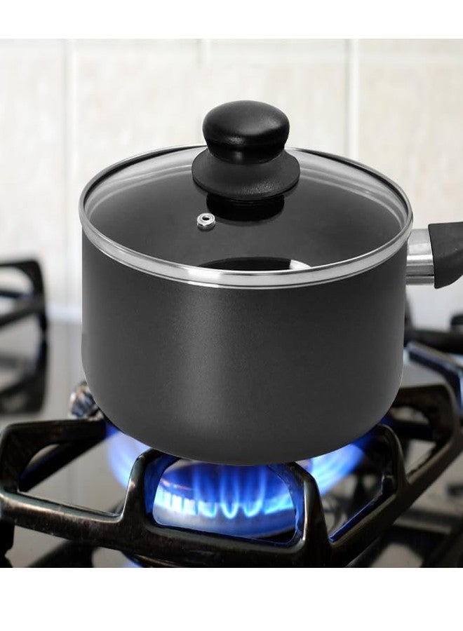 BC Bene Casa - Non-Stick Aluminum Saucepan with Lid - 2 Qt. Capacity - Oven and Dishwasher Safe - Cool Touch Handle - Image 4