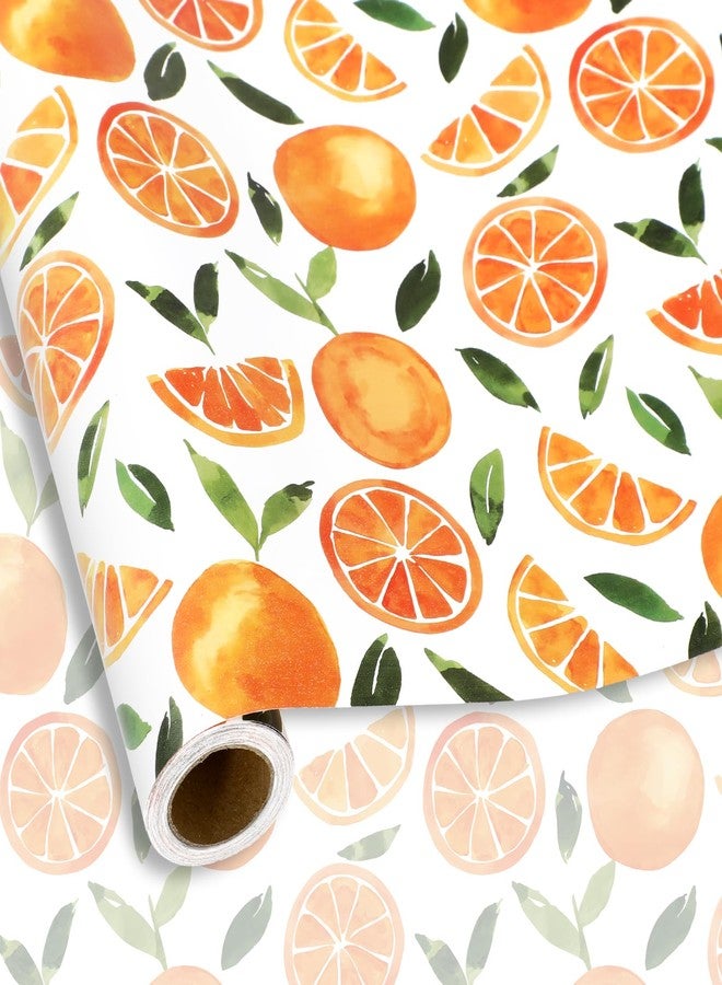 FYSUIMU Orange Wrapping Paper -Mini Roll- 17 Inch x 32.8 Ft Tangerine Gift Wrap Paper Little Cutie Art Papers for Wedding Birthday Baby Shower DIY Crafts - Image 1
