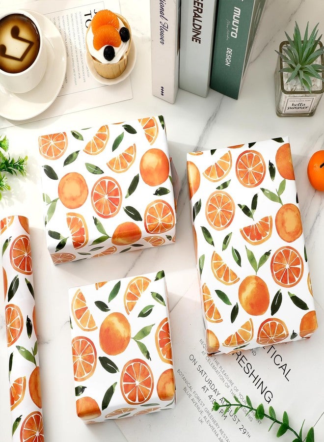 FYSUIMU Orange Wrapping Paper -Mini Roll- 17 Inch x 32.8 Ft Tangerine Gift Wrap Paper Little Cutie Art Papers for Wedding Birthday Baby Shower DIY Crafts - Image 4