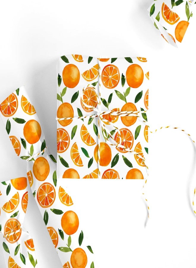 FYSUIMU Orange Wrapping Paper -Mini Roll- 17 Inch x 32.8 Ft Tangerine Gift Wrap Paper Little Cutie Art Papers for Wedding Birthday Baby Shower DIY Crafts - Image 2