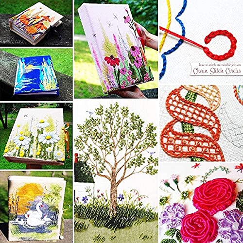 Qroof Embroidery Materials Starter Kit,50 Colour Threads,3 Pcs Bamboo Hoops,2 Pcs Aida Cloth And Cross Stitch Hand Embroidery Beginner Supplies Tool, Multicolour - Image 5