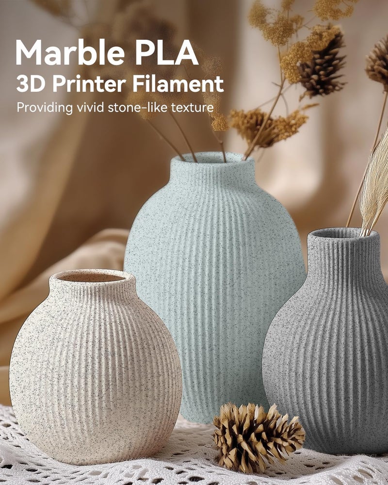 SUNLU High Speed Marble PLA Filament, 600mm/s High Speed PLA 3D Printer Filament, Natural Marble-Like Texture, Smooth Printing, 1kg (Light Grey) - Image 5