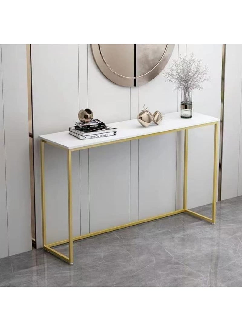 إيه جي دي طاولة وحدة التحكم بسطح خشبي وإطار معدني ذهبي، طاولة قهوة منزلية مناسبة للاستخدام في المدخل وغرفة المعيشة والمكتب 100*30*75 سم أبيض/ذهبي - Image 5